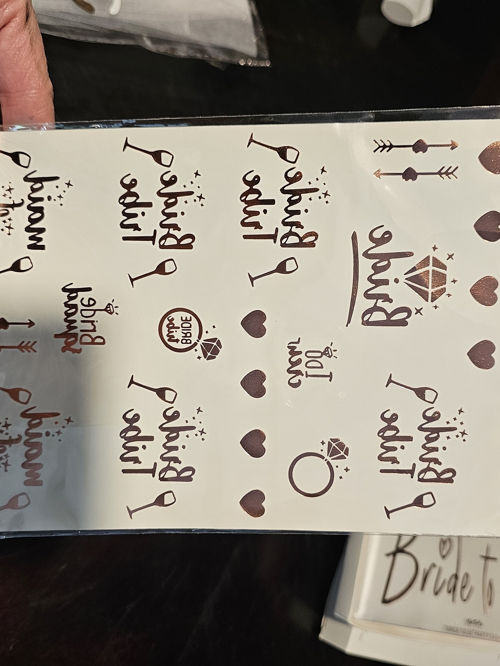 Bridal Temporary Metallic Tattoos in Rose Gold - Bride & Bachelorette Set